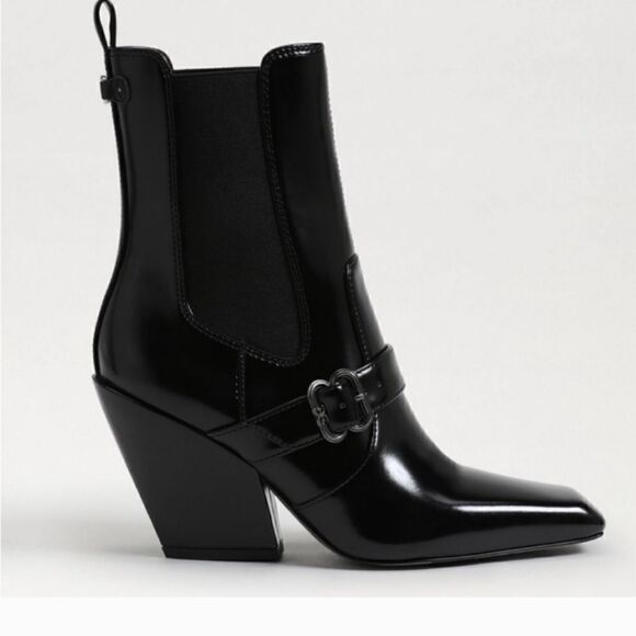 Sam Edelman black patent leather Suzette 3 1/2" heel ankle boot size 6 1/2 NWT - Picture 2 of 8